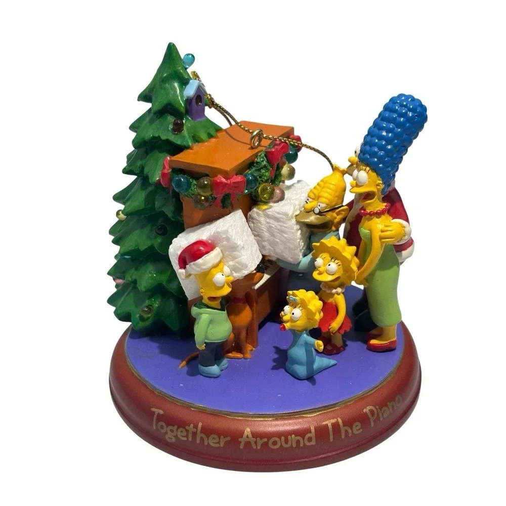 2005 Simpsons Bradford Christmas Ornament Illuminated Together Around The Piano